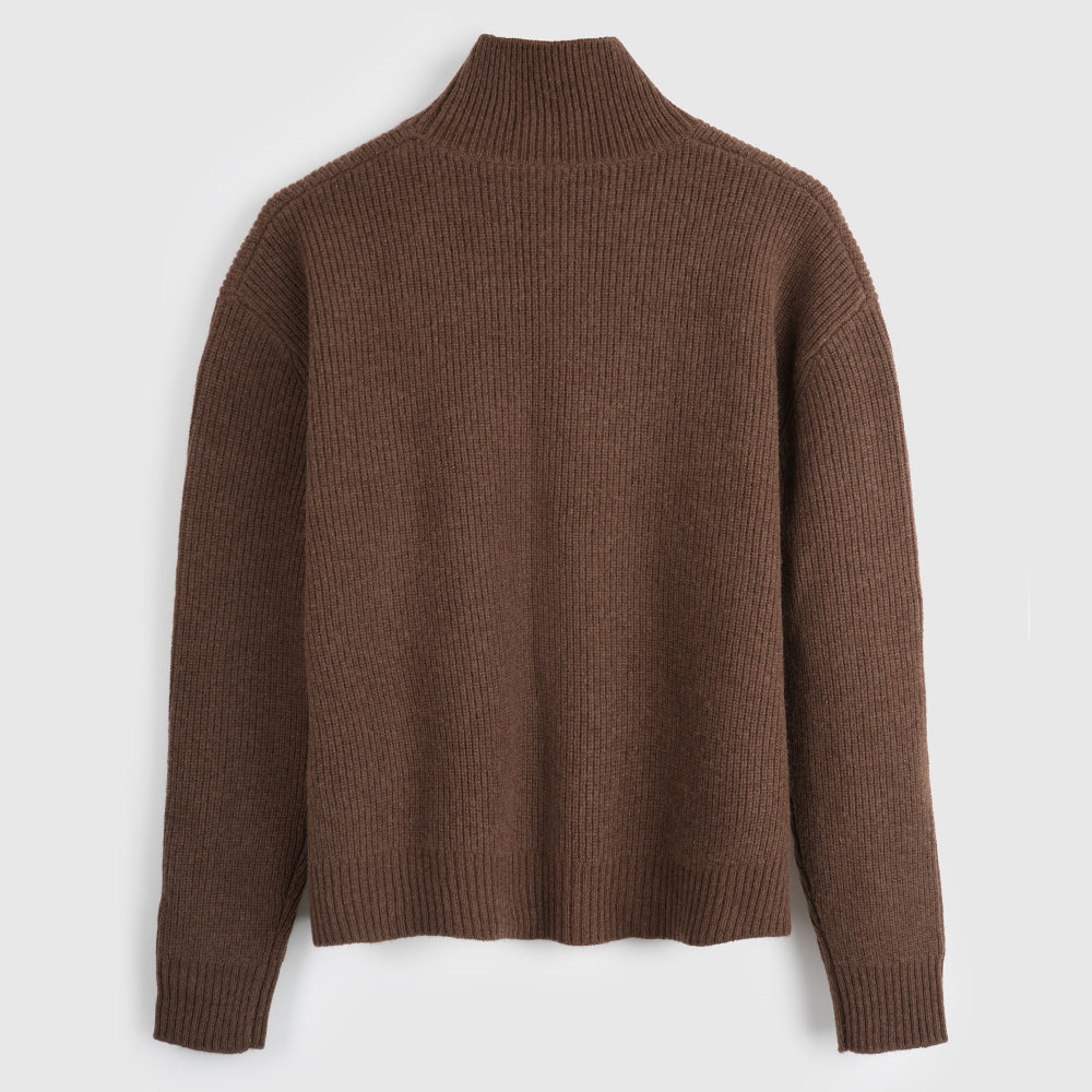 Womens Herdwick Merino Funnel Neck Sweater (Brown)