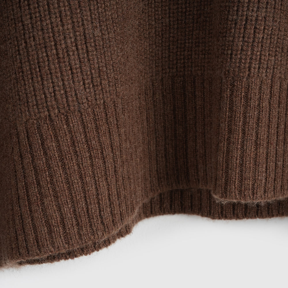 Womens Herdwick Merino Funnel Neck Sweater (Brown)