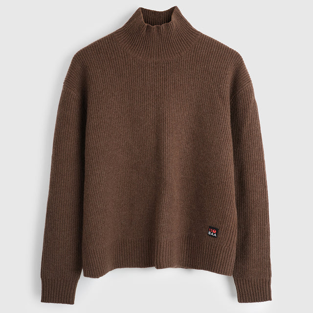 Womens Herdwick Merino Funnel Neck Sweater (Brown)