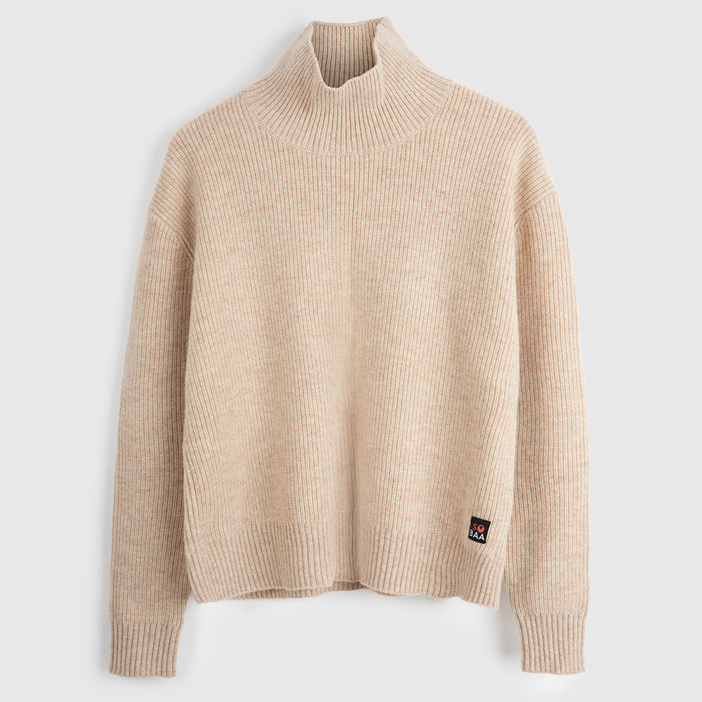 Womens Herdwick Merino Funnel Neck Sweater (Oatmeal)