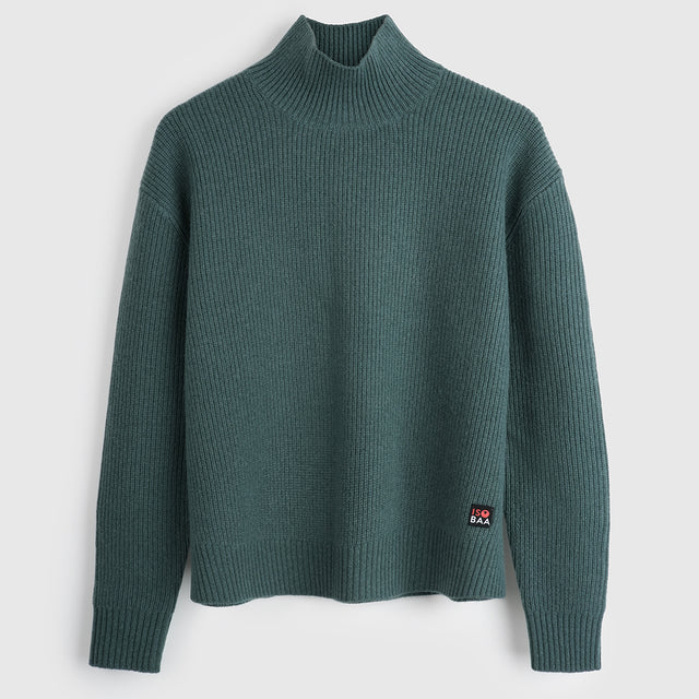 Femme Pull col montant en mérinos Herdwick (Sea Green)