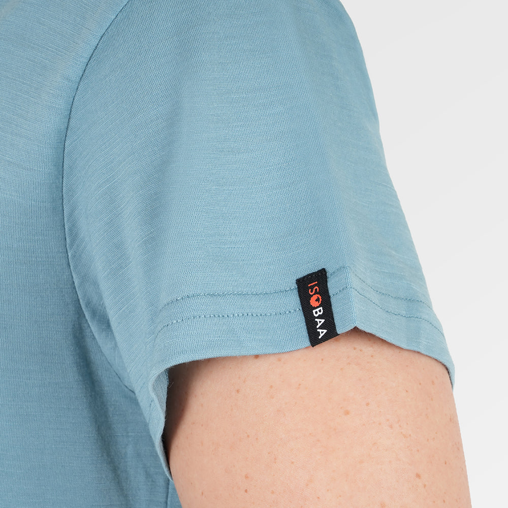 Womens Merino 150 Emblem Relaxed Tee (Lagoon/Navy)