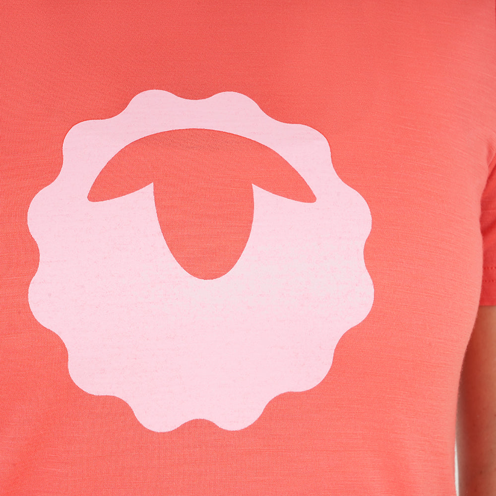 Womens Merino 150 Emblem Tee (Coral/Pink)