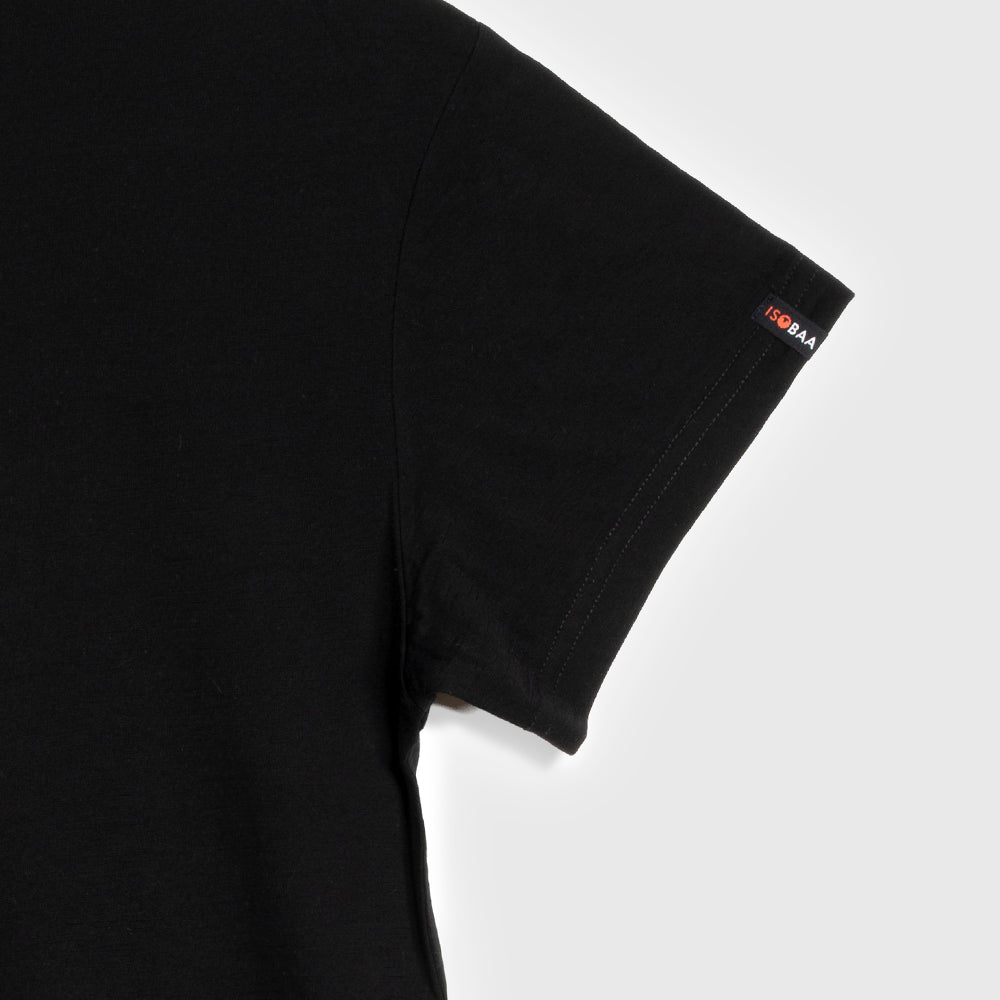 Womens Merino 150 Short Sleeve Relaxed Crew (Black)