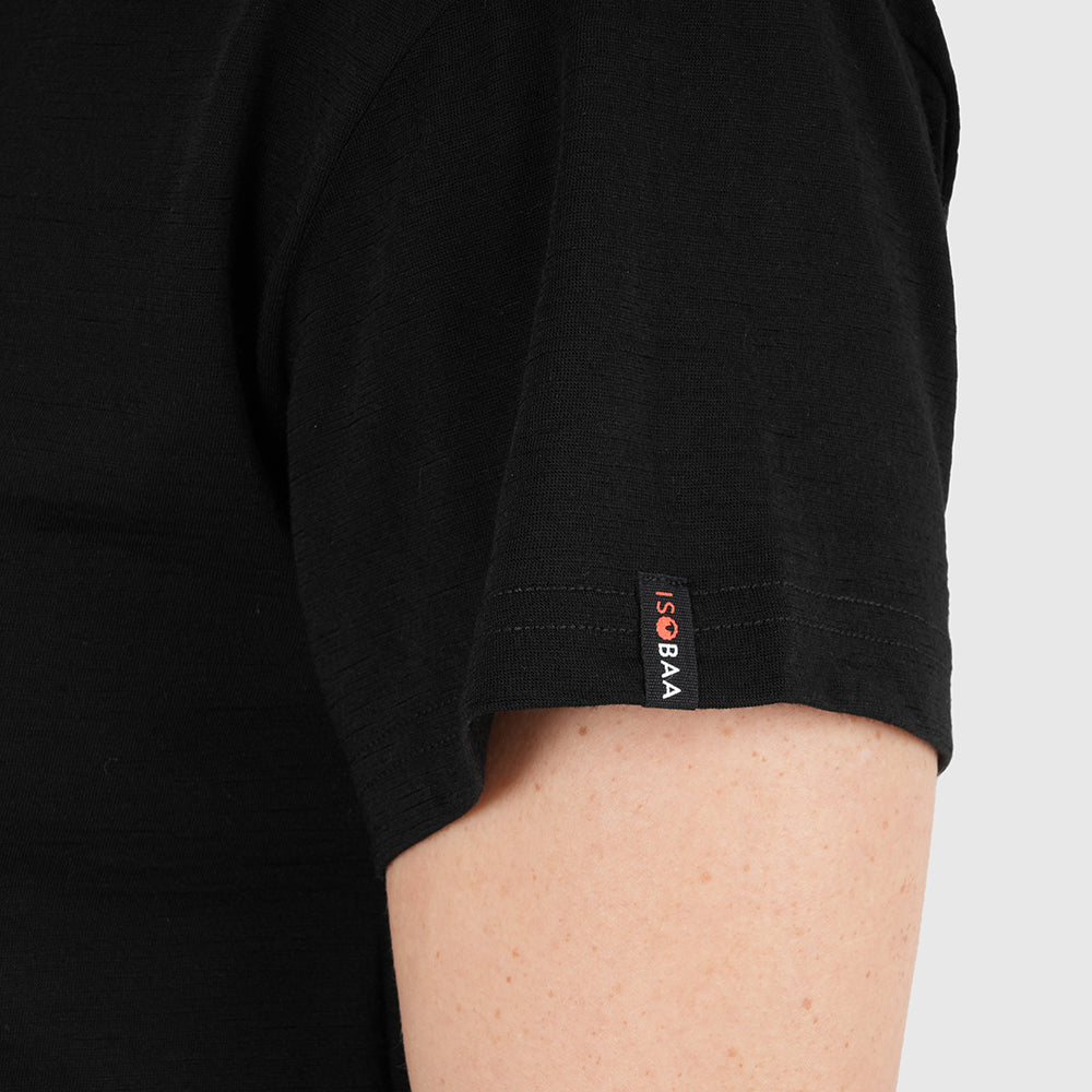 Womens Merino 150 Short Sleeve Relaxed Crew (Black)