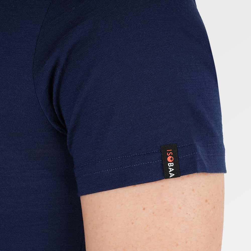 Womens Merino 150 Sketched Sunset Tee (Navy/Charcoal)
