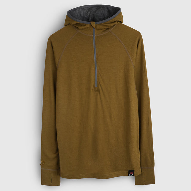 Womens Merino 200 Zip Neck Hoodie (Dull Gold)