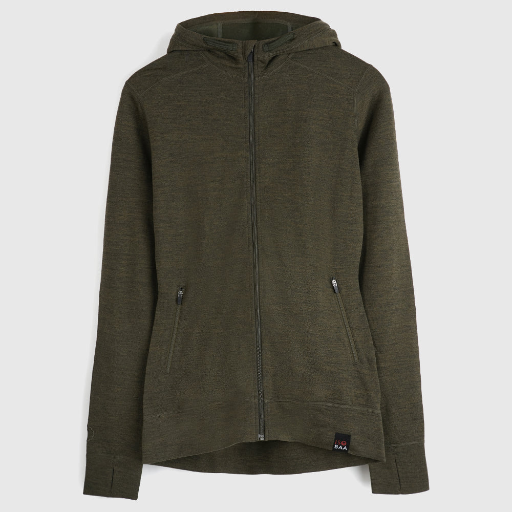 Womens Merino 260 Casual Hoodie (Dark Olive)