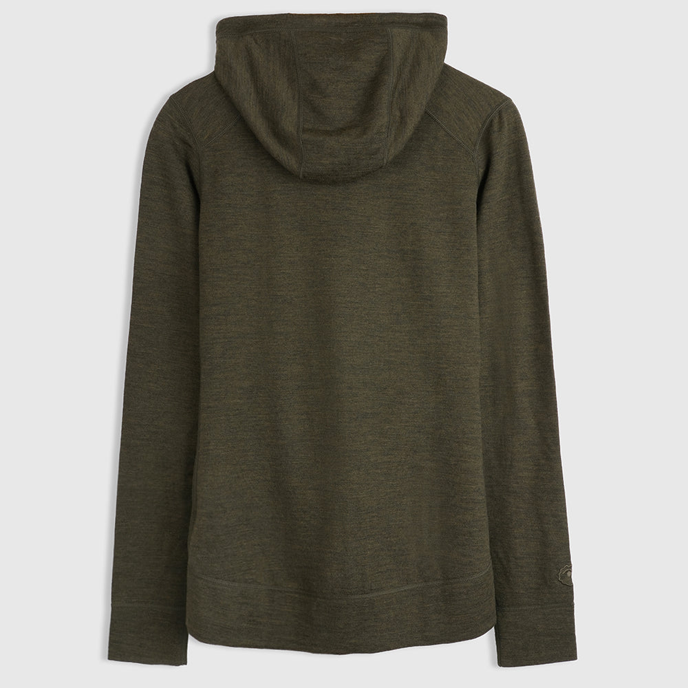Womens Merino 260 Casual Hoodie (Dark Olive)