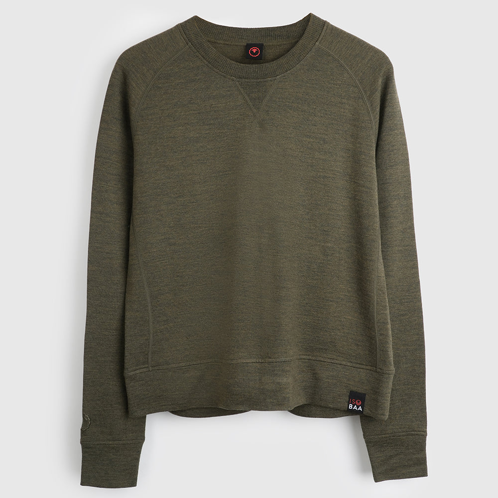 Womens Merino 260 Lounge Sweatshirt (Dark Olive)