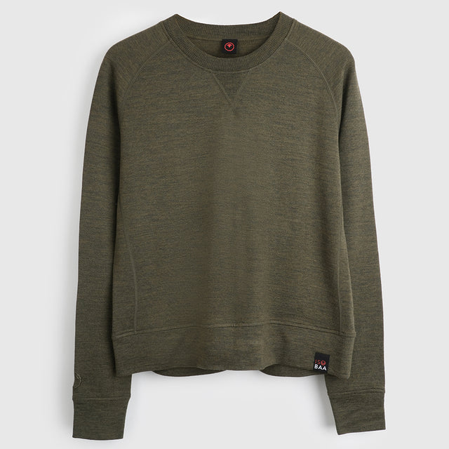 Womens Merino 260 Lounge Sweatshirt (Dark Olive)