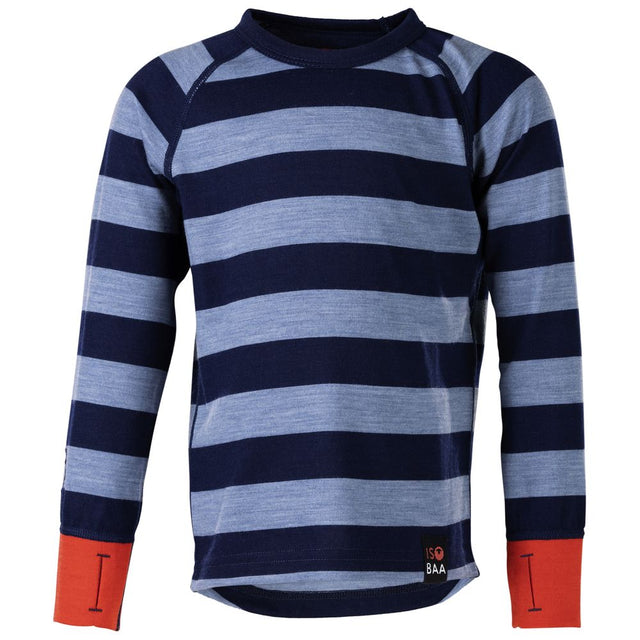Isobaa | Kids Merino Blend 200 Long Sleeve Crew (Stripey Navy/Sky) | Your child's new favorite top: warm, breathable, and always comfortable thanks to Isobaa's Merino Wool blend.