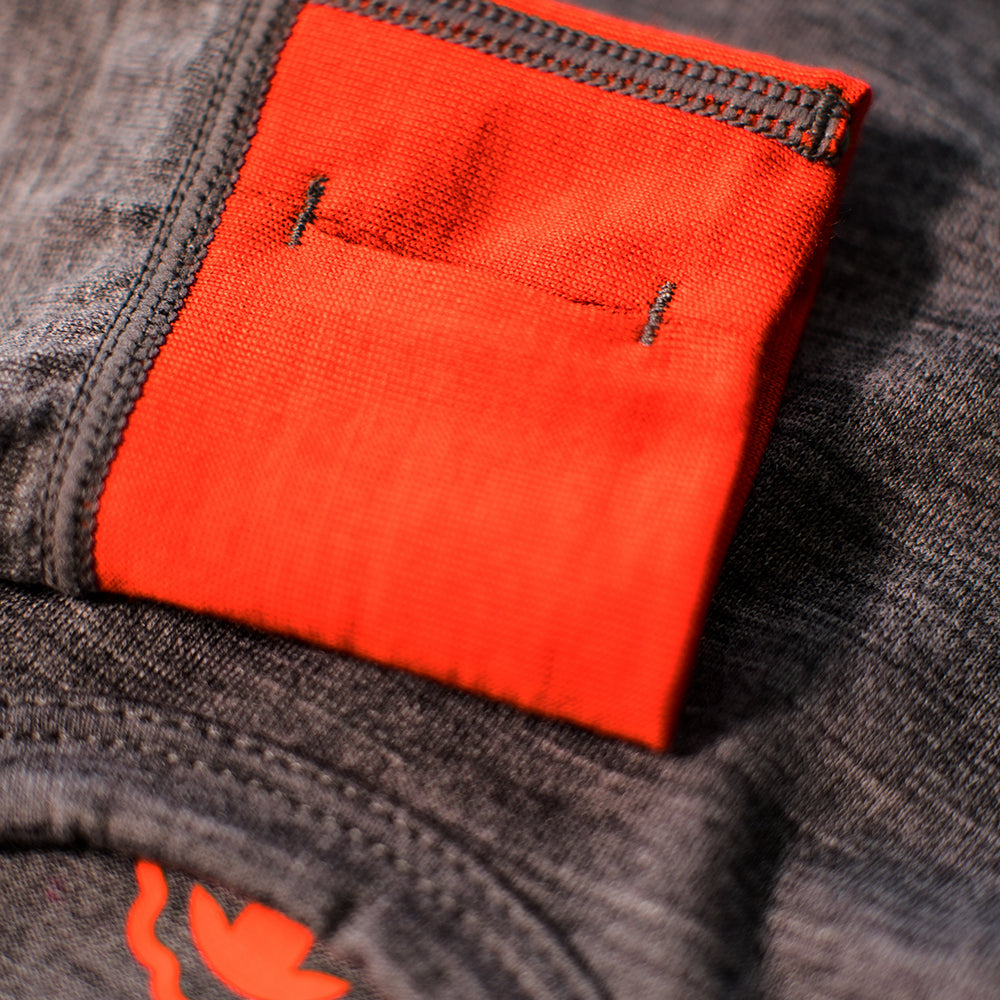 Isobaa | Kids Merino Blend 200 Long Sleeve Crew (Charcoal/Orange) | Your child's new favorite top: warm, breathable, and always comfortable thanks to Isobaa's Merino Wool blend.