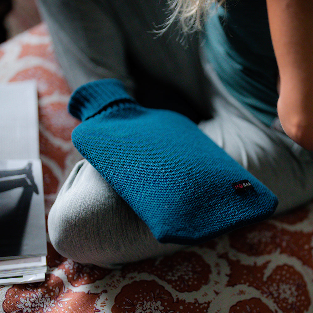 Isobaa | Merino Honeycomb Hot Water Bottle Cover (Petrol) | Give the gift of cosy warmth with Isobaa's Merino hot water bottle cover.