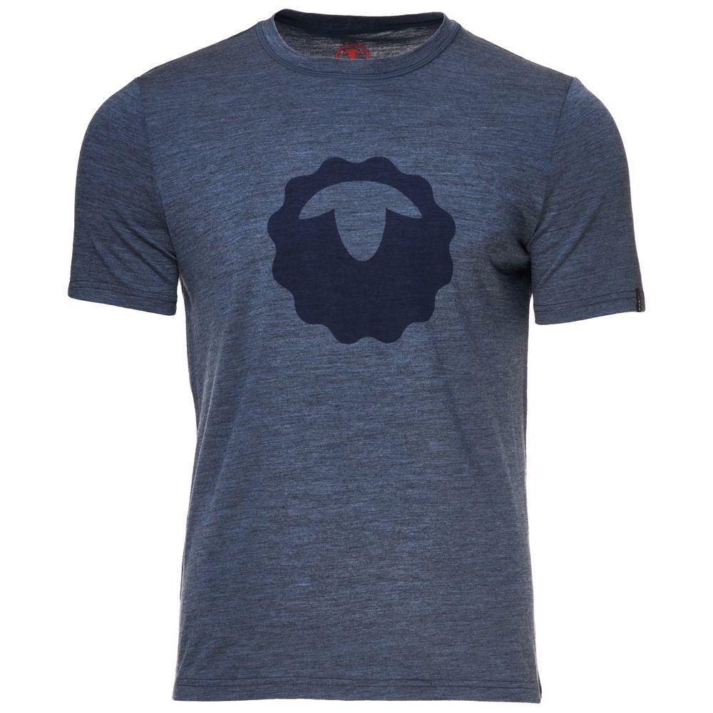 Isobaa | Mens Merino 150 Emblem Tee (Denim) | Conquer trails and city streets in comfort with Isobaa's superfine Merino T-Shirt.