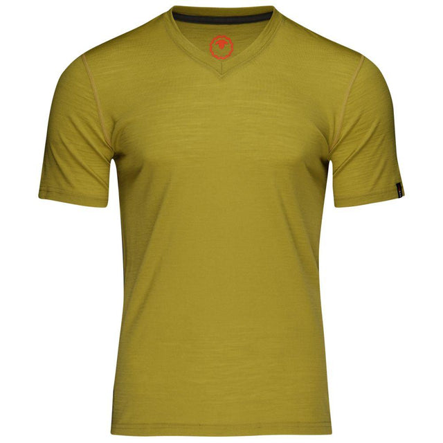 Isobaa | Mens Merino 150 V-Neck Tee (Lime) | Embark on new adventures with Isobaa's superfine Merino V-neck Tee.