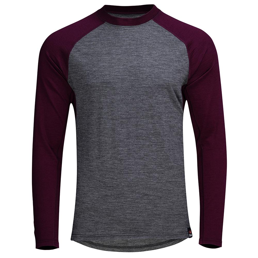Isobaa | Mens Merino 180 Baseball Crew (Smoke/Wine) | Experience the power of Merino wool with this ultimate outdoor base layer.