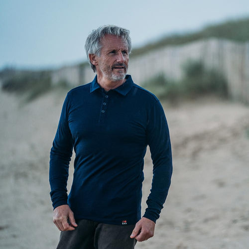 Merino 200 Long-Sleeve Polo (Navy/Denim)