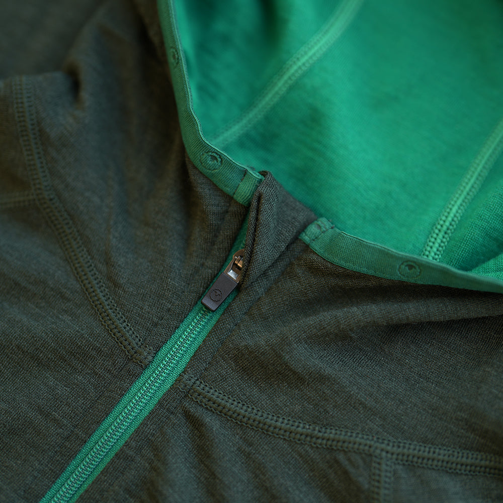 Isobaa | Mens Merino 200 Zip Neck Hoodie (Forest) | The ultimate 200gm Merino wool hoodie.