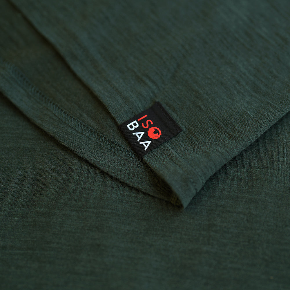 Isobaa | Mens Merino 200 Zip Neck Hoodie (Forest) | The ultimate 200gm Merino wool hoodie.