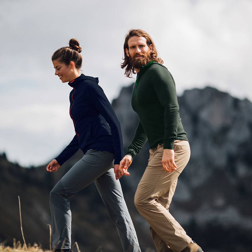 Isobaa | Mens Merino 200 Zip Neck Hoodie (Forest) | The ultimate 200gm Merino wool hoodie. | Model: Craig