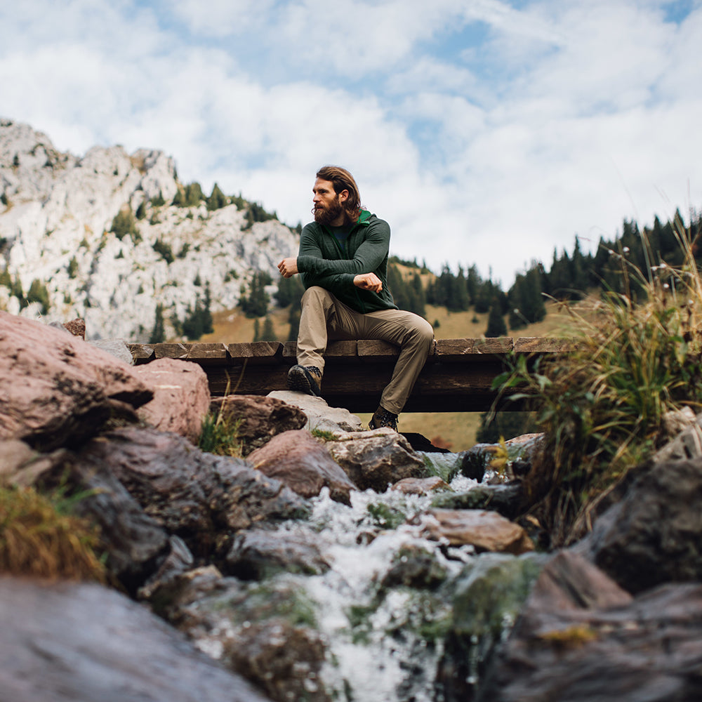 Isobaa | Mens Merino 260 Casual Hoodie (Forest) | The best in warmth and versatility: Isobaa 260gm midweight Merino wool hoodie. | Model: Craig