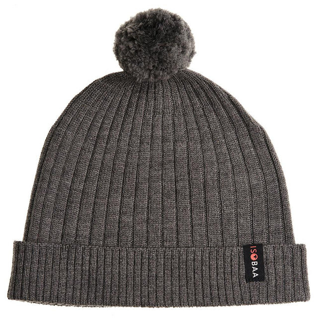 Isobaa | Merino Bobble Beanie (Smoke) | Stay warm and stylish with Isobaa's extra-fine Merino bobble beanie! Its cosy warmth, playful bobble, and classic rib-knit design will make it your go-to winter essential for hikes, city strolls, and everything in between.