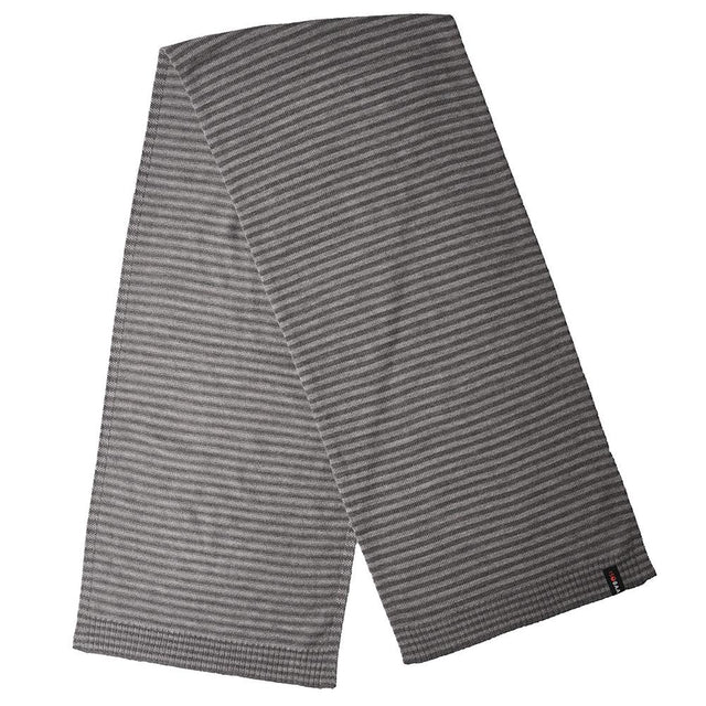 Isobaa | Merino Mini Stripe Scarf (Smoke/Charcoal) | Stay cosy and stylish with Isobaa's mini-striped scarf, crafted from luxuriously soft extra-fine Merino wool.