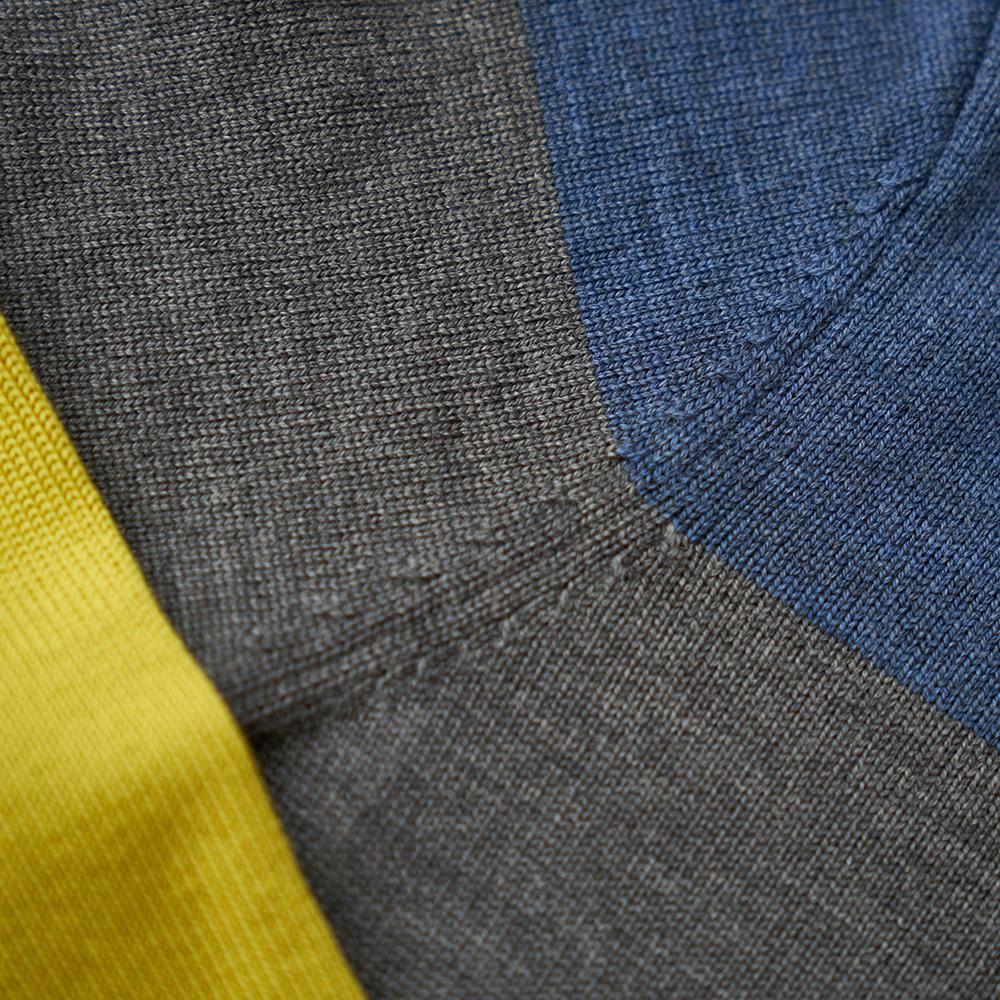 Isobaa | Womens Merino Block Stripe Sweater (Denim/Smoke/Lime/Petrol) | Discover effortless style and exceptional comfort with our  extrafine 9-gauge Merino wool crew neck sweater.