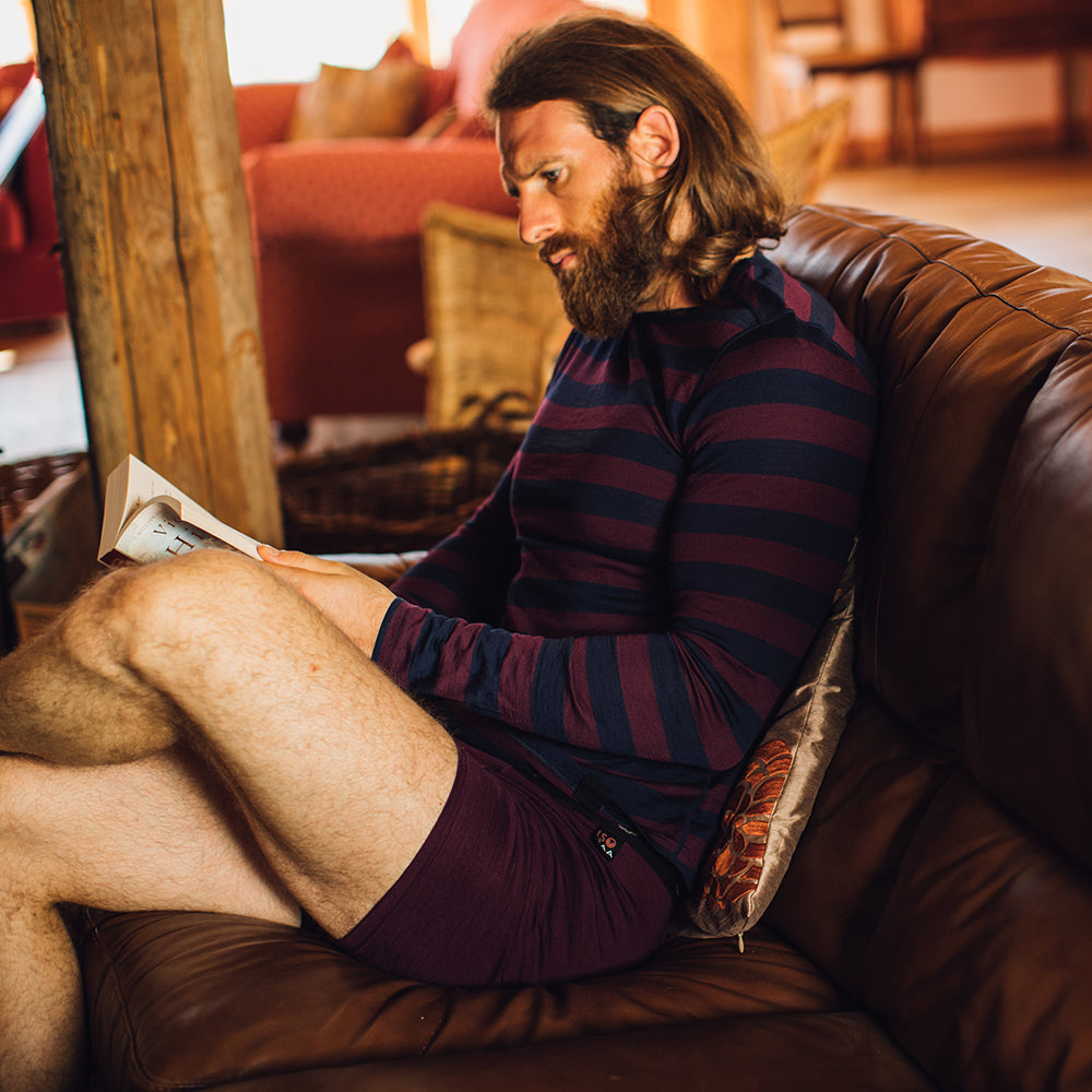 Isobaa | Mens Merino 180 Boxers (Wine) | Ditch itchy, sweaty underwear and discover the game-changing comfort of Merino wool boxers. | Model: Craig