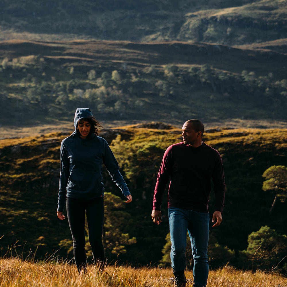 Isobaa | Mens Merino 260 Lounge Sweatshirt (Wine) | The ultimate 260gm Merino wool sweatshirt – Your go-to for staying cosy after chilly runs, conquering weekends in style, or whenever you crave warmth without bulk. | Model: Edirin