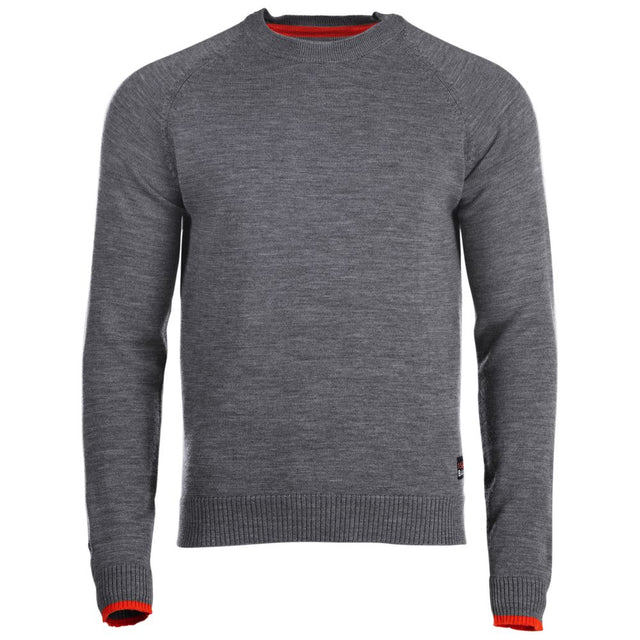 Isobaa | Mens Merino Crew Sweater (Charcoal/Orange) | Everyday warmth and comfort with our superfine 12-gauge Merino wool crew neck sweater.