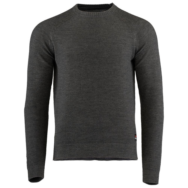 Isobaa | Mens Merino Moss Stitch Sweater (Smoke/Charcoal) | Discover timeless style and outdoor-ready comfort with our extrafine Merino wool crew neck sweater.