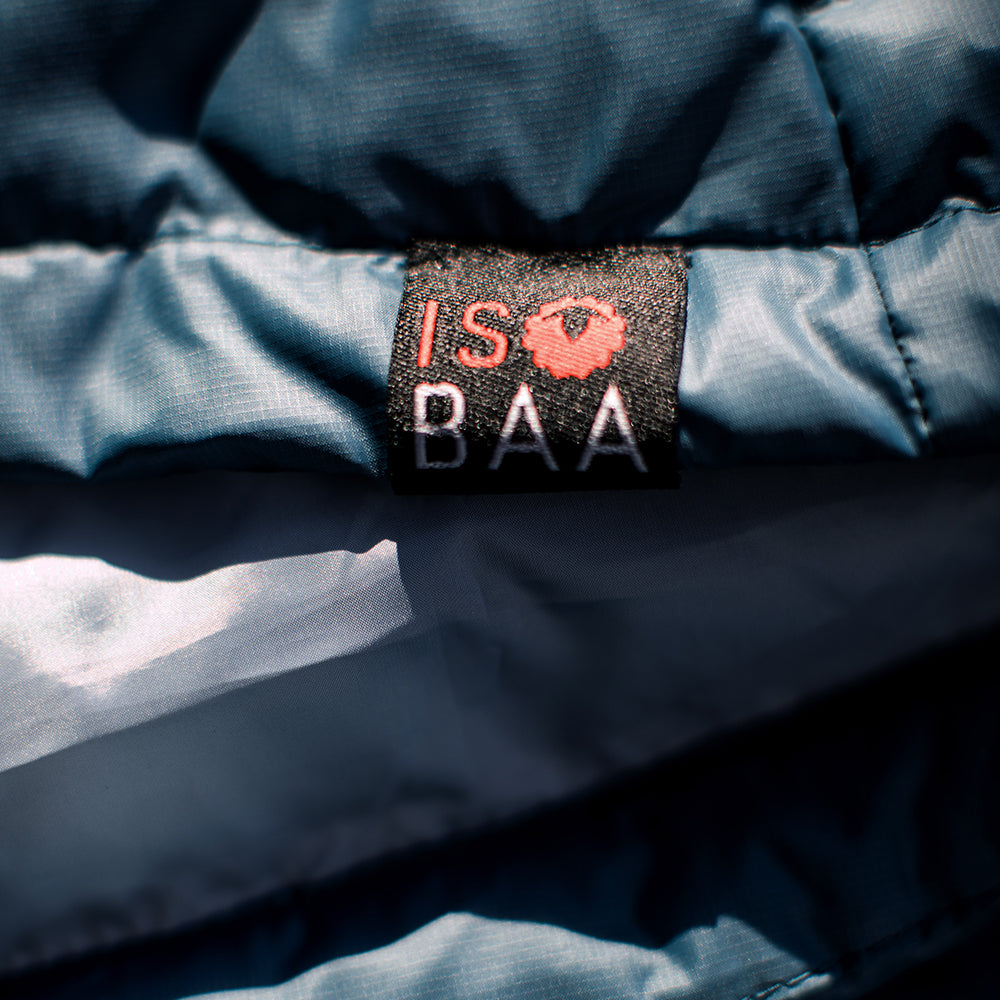 Isobaa | Mens Merino Wool Insulated Jacket (Petrol/Sky) | Innovative and sustainable design with our Merino jacket.